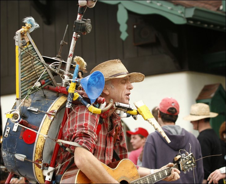 One man deals band instrument