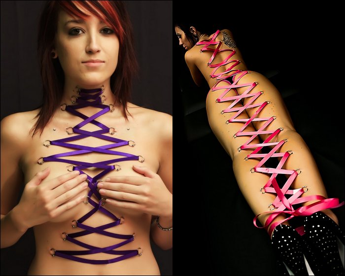Corset piercings, sometimes called ladder piercings, are a series of surface 